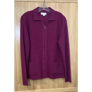 Appleseed's Boiled Wool Cardigan Zip Sweater Pink Women's Size M Pockets‎